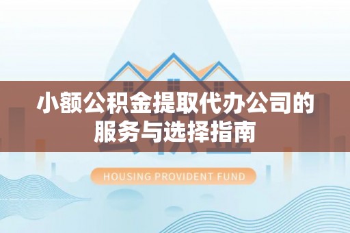 卑南小额公积金提取代办公司的服务与选择指南